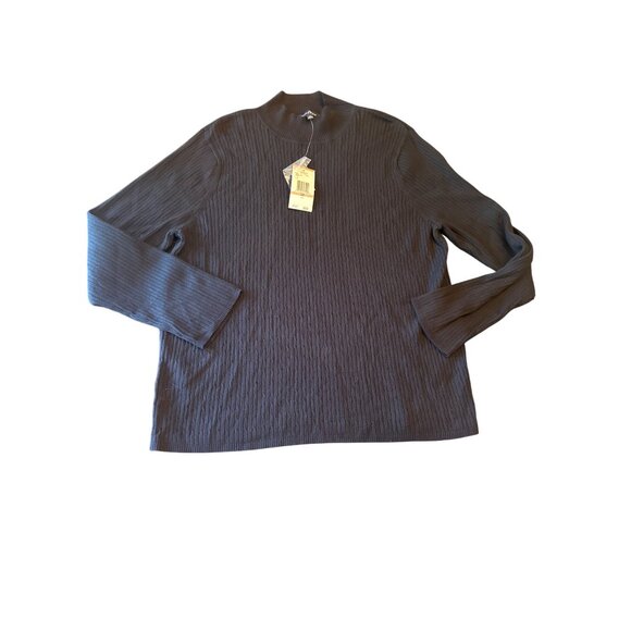 Vintage 90s Evan-Picone Womens 3X Black Ribbed Sweater Top Long-Sleeve Mock Neck - Picture 1 of 6